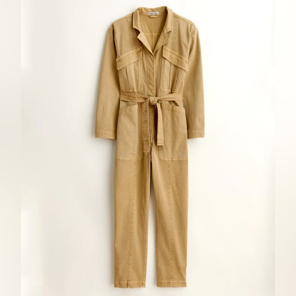 Khaki Minimalist Expedition Jumpsuit in Washed Twill